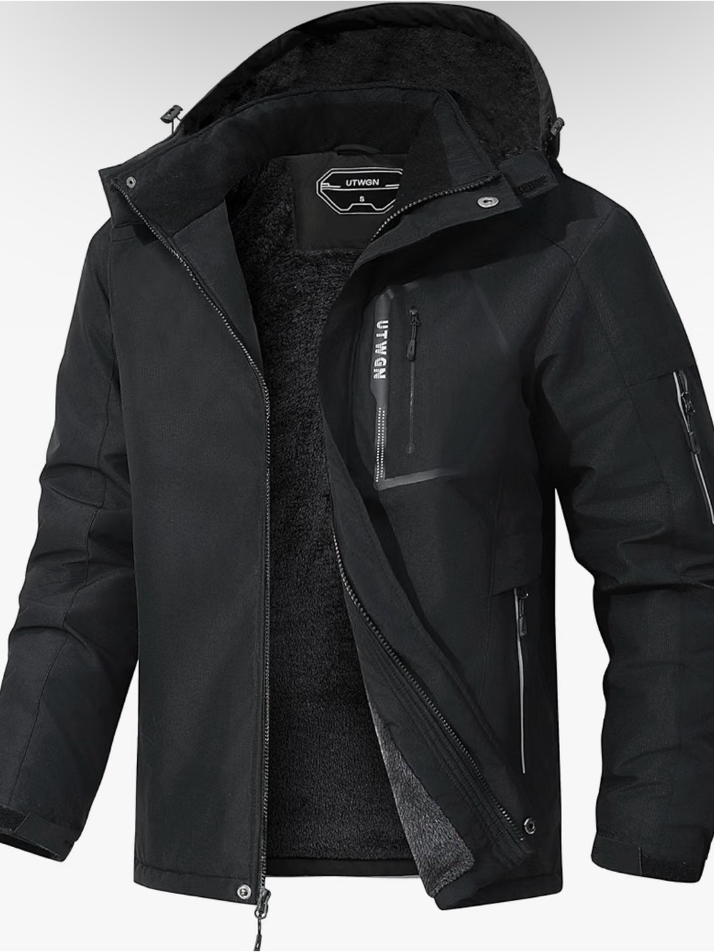 Men’s Black Lightweight Hooded Shirt Jacket